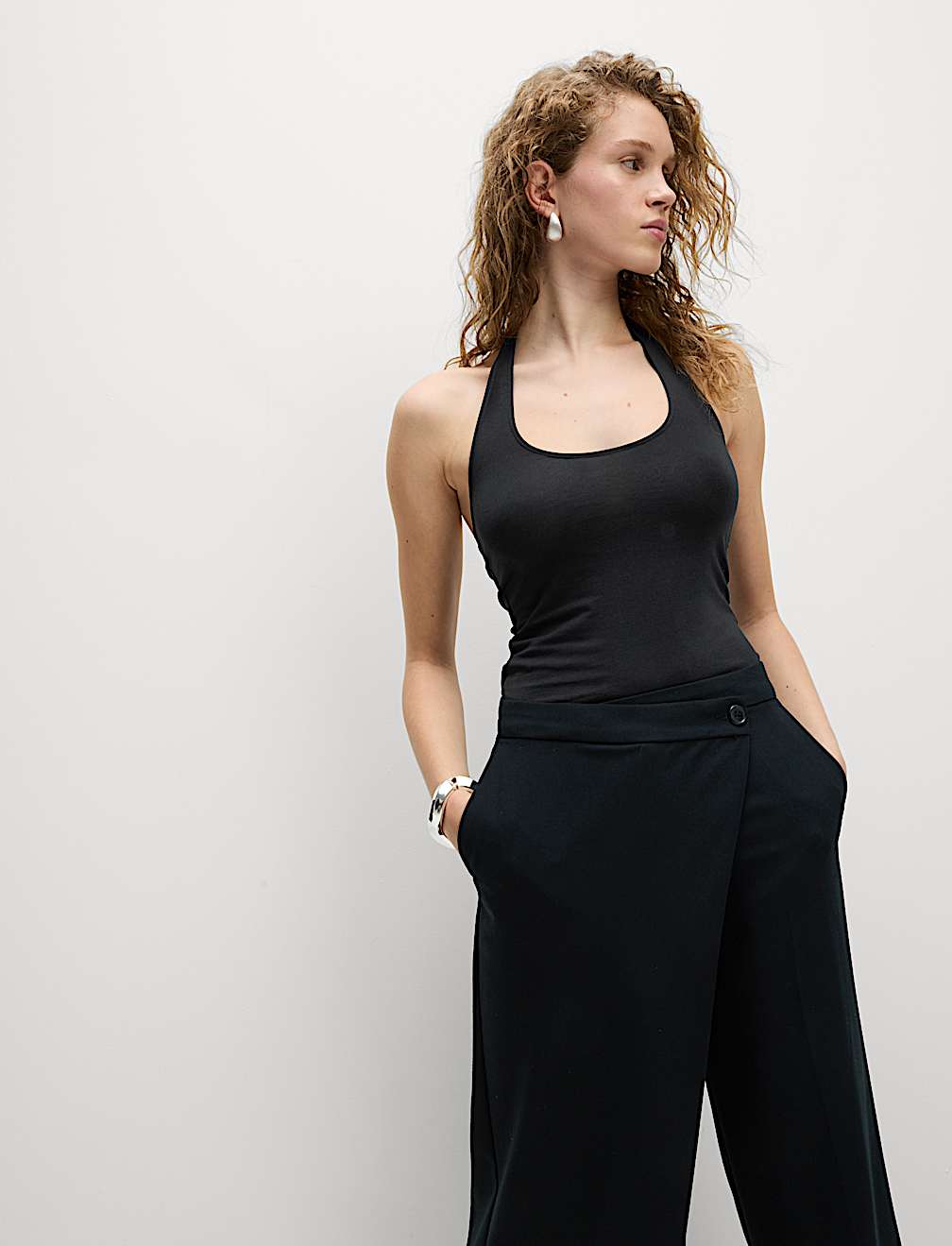 Cotton Rich Halter Neck Vest Top