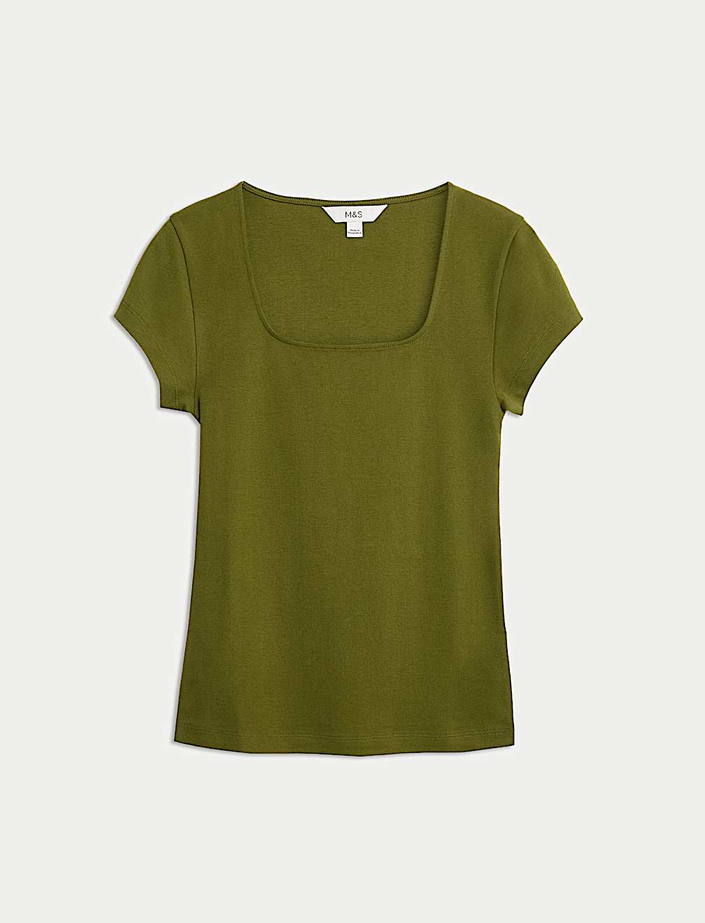 Pure Cotton Square Neck Slim Fit Top