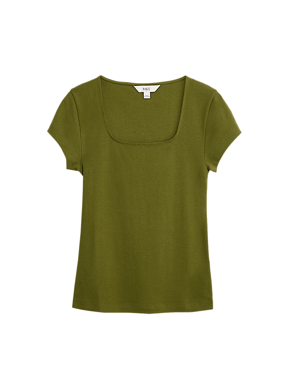 Pure Cotton Square Neck Slim Fit Top