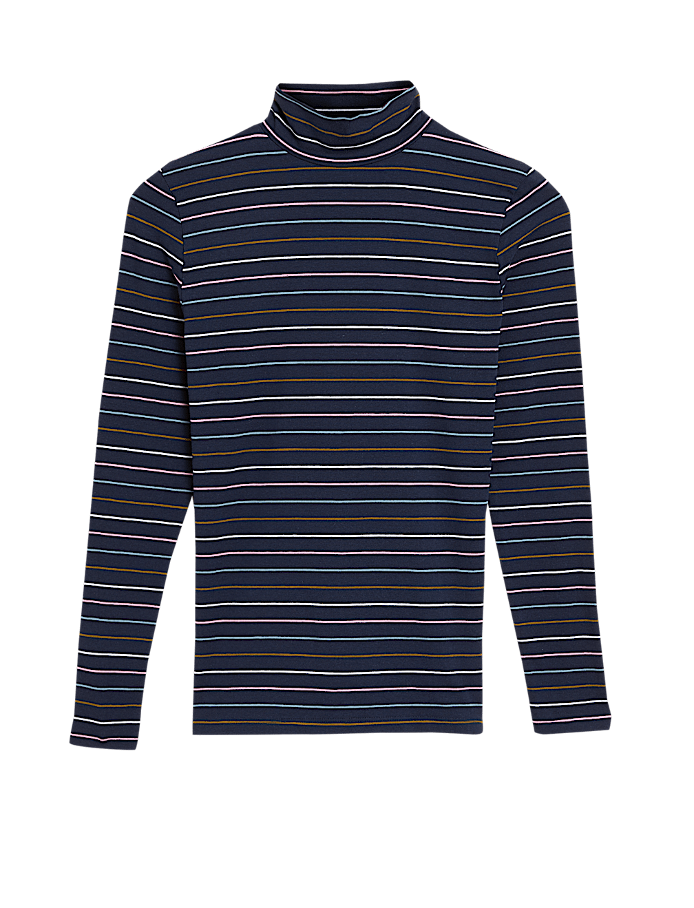 Cotton Rich Striped Funnel Neck Top
