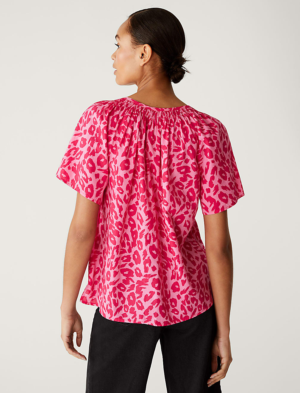 Pure Cotton Printed Tie Neck Blouse