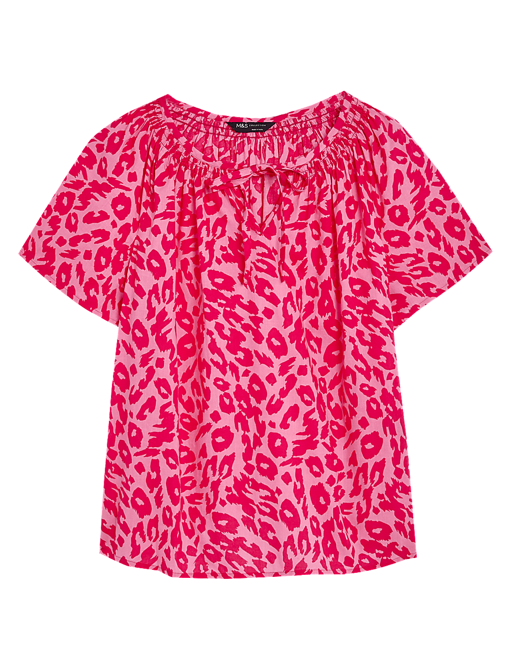 Pure Cotton Printed Tie Neck Blouse