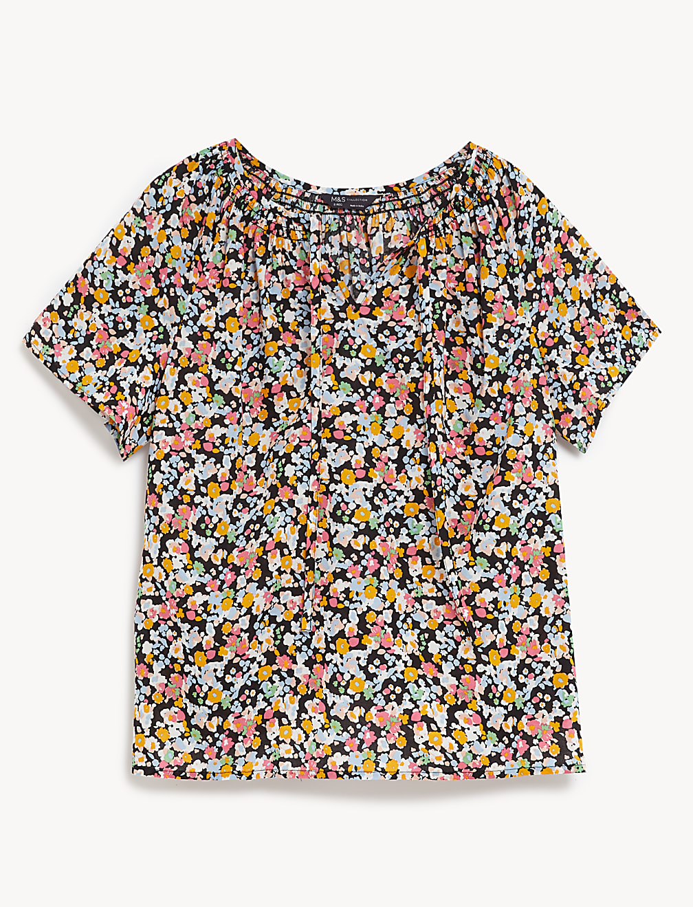 Pure Cotton Printed Tie Neck Blouse