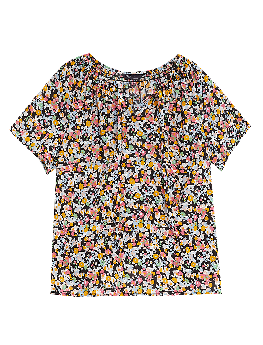 Pure Cotton Printed Tie Neck Blouse