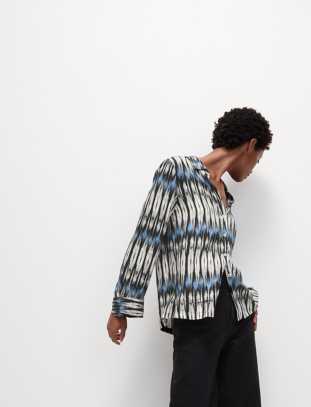 Printed Collared Button Through Shirt