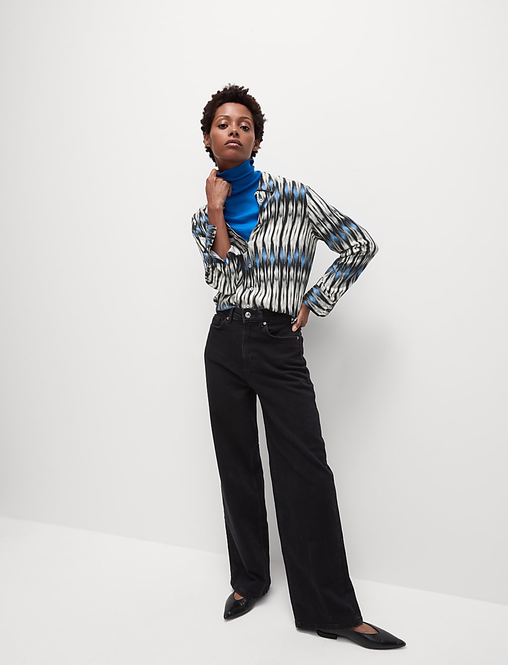 Printed Collared Button Through Shirt