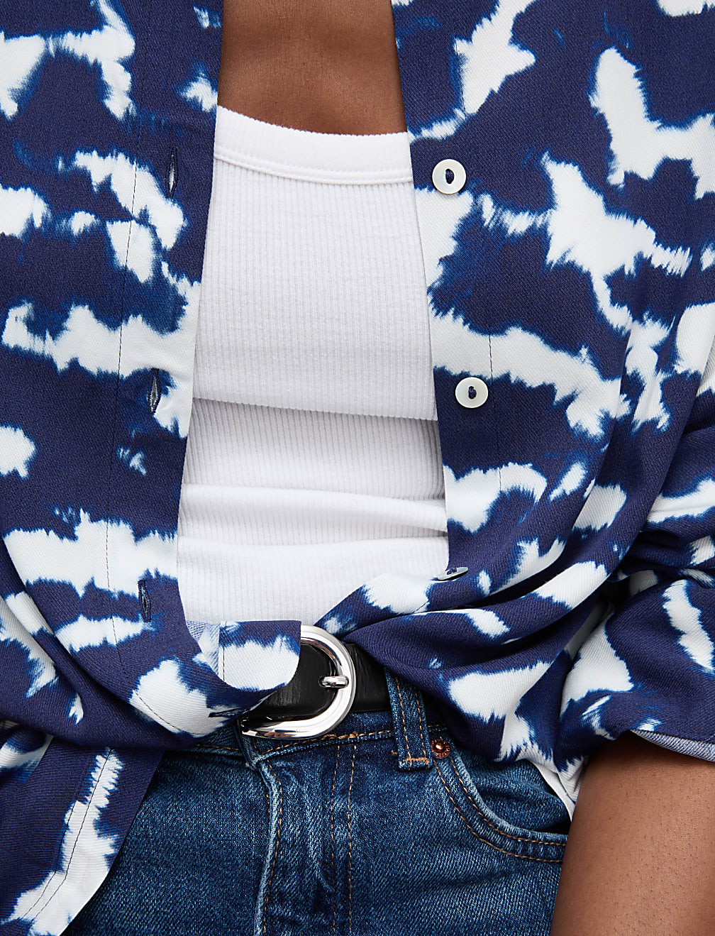 Printed Collared Button Through Shirt