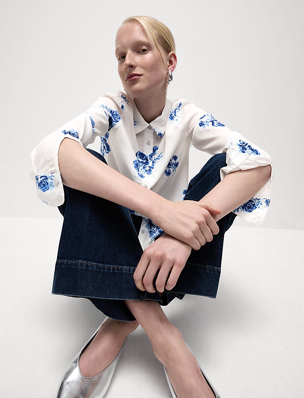 Printed Collared Button Through Shirt
