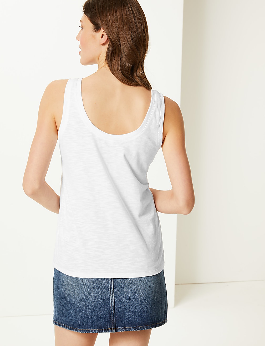 Scoop Neck Straight Fit Slub Vest Top