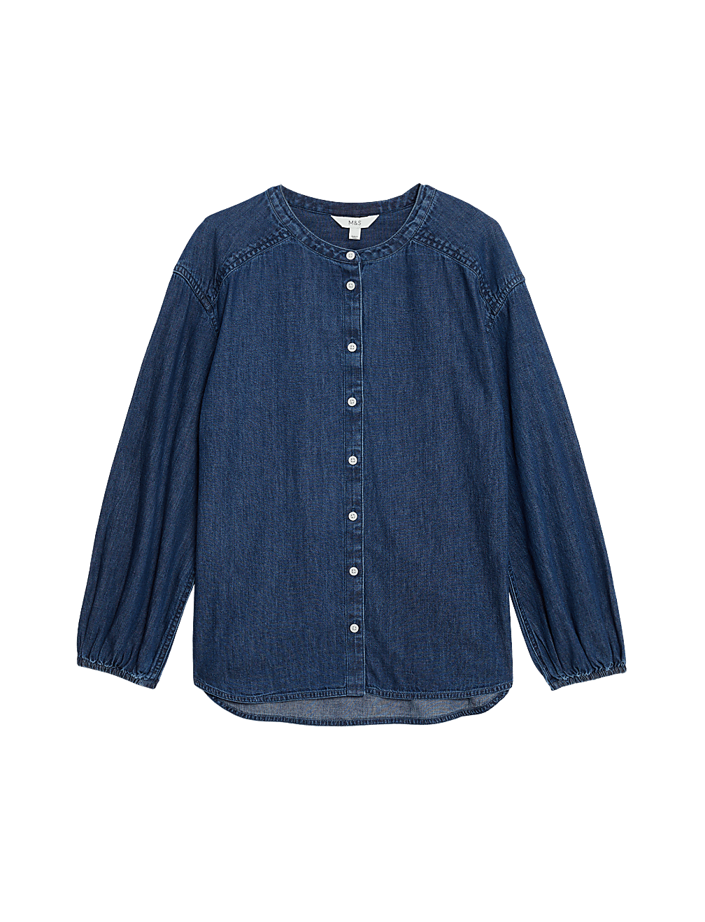 Pure Cotton Denim Button Through Blouse
