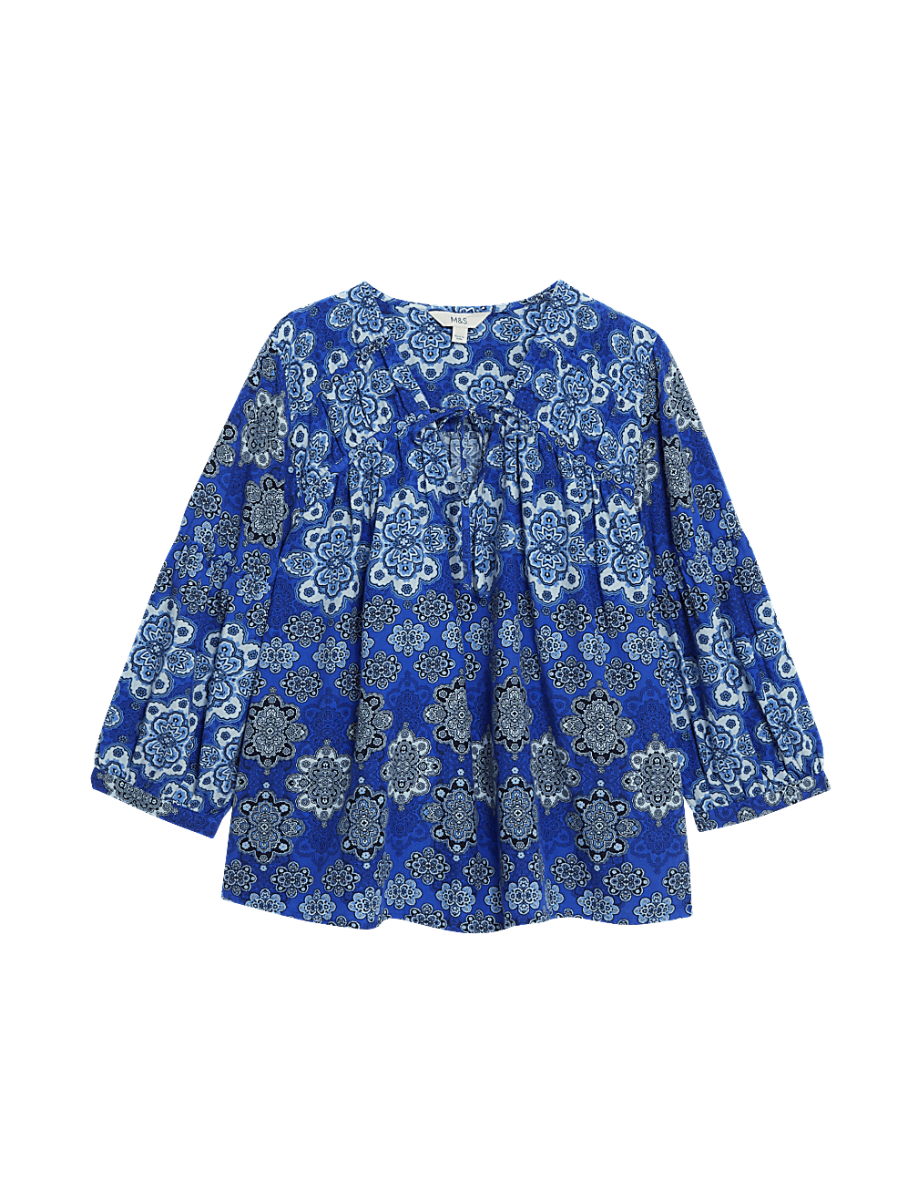 Pure Cotton Printed V-Neck Blouse