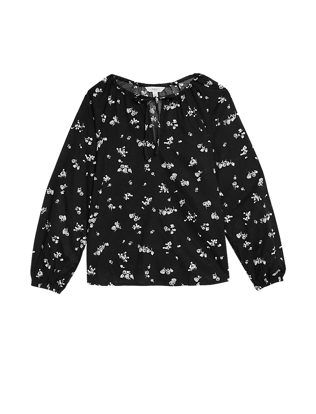 Pure Cotton Printed Tie Neck Blouse