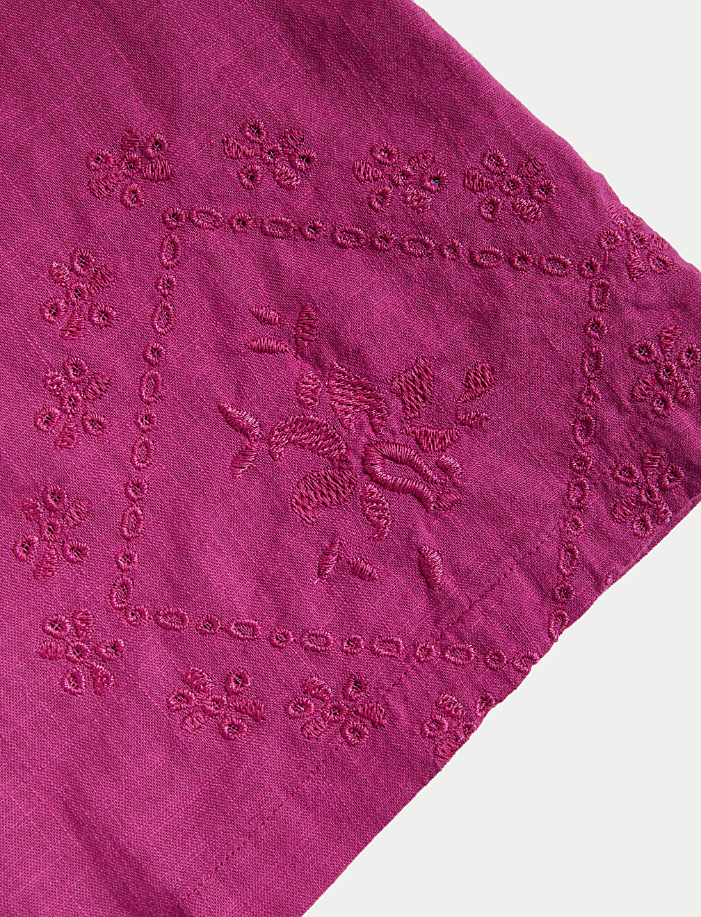 Pure Cotton Embroidered Blouson Sleeve Blouse