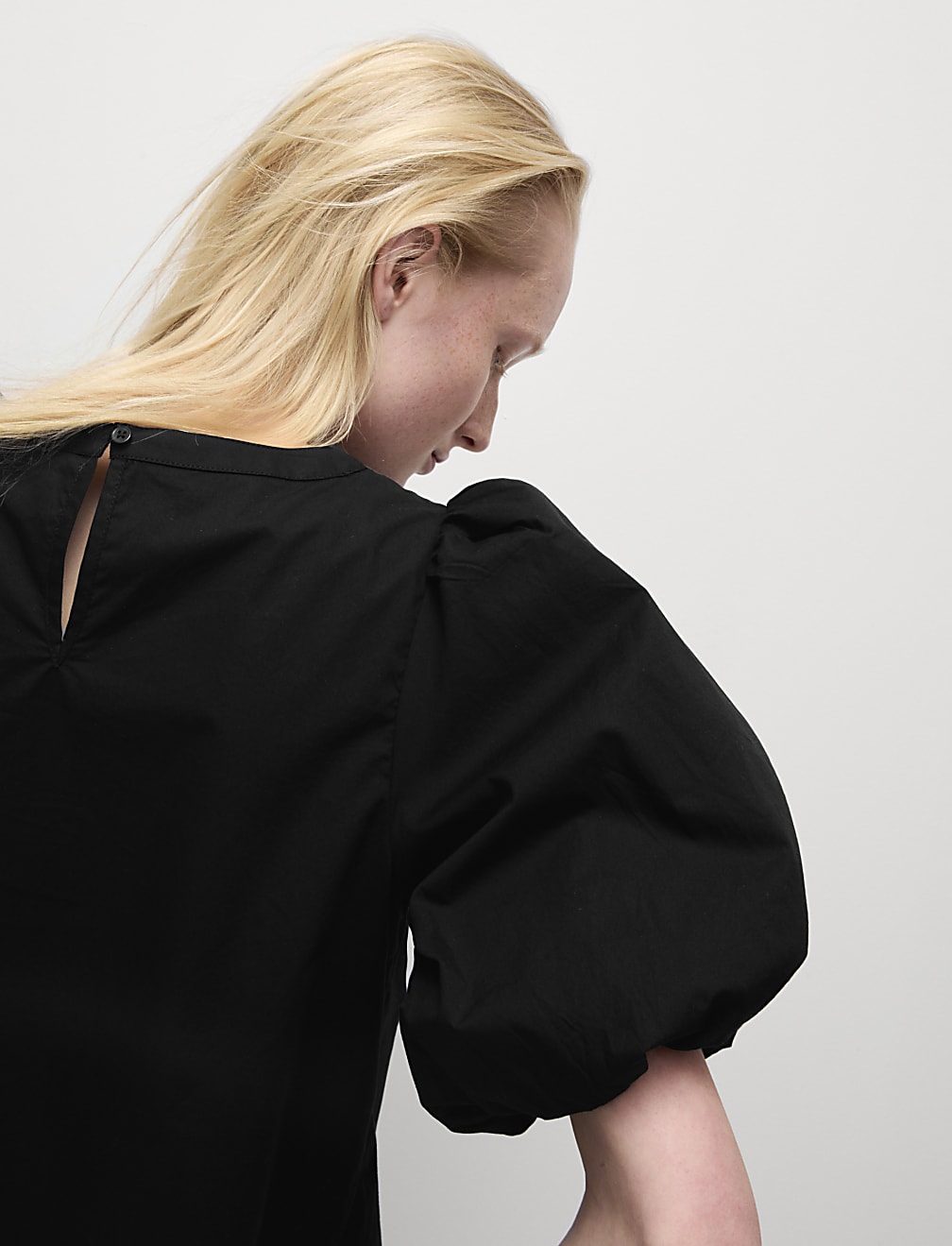 Pure Cotton Smocked Detail Puff Sleeve Top