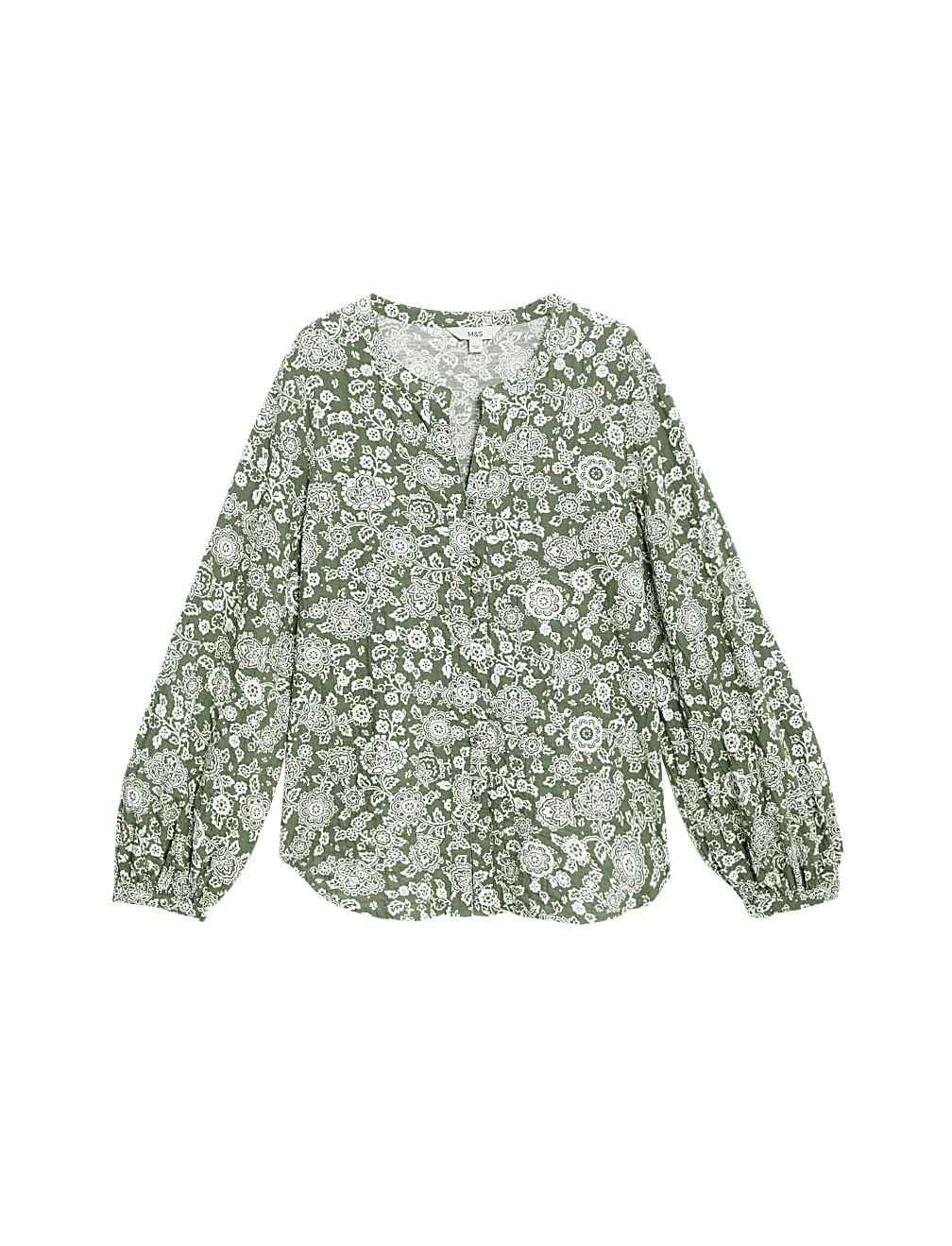 Cotton Rich Printed Button Through Blouse