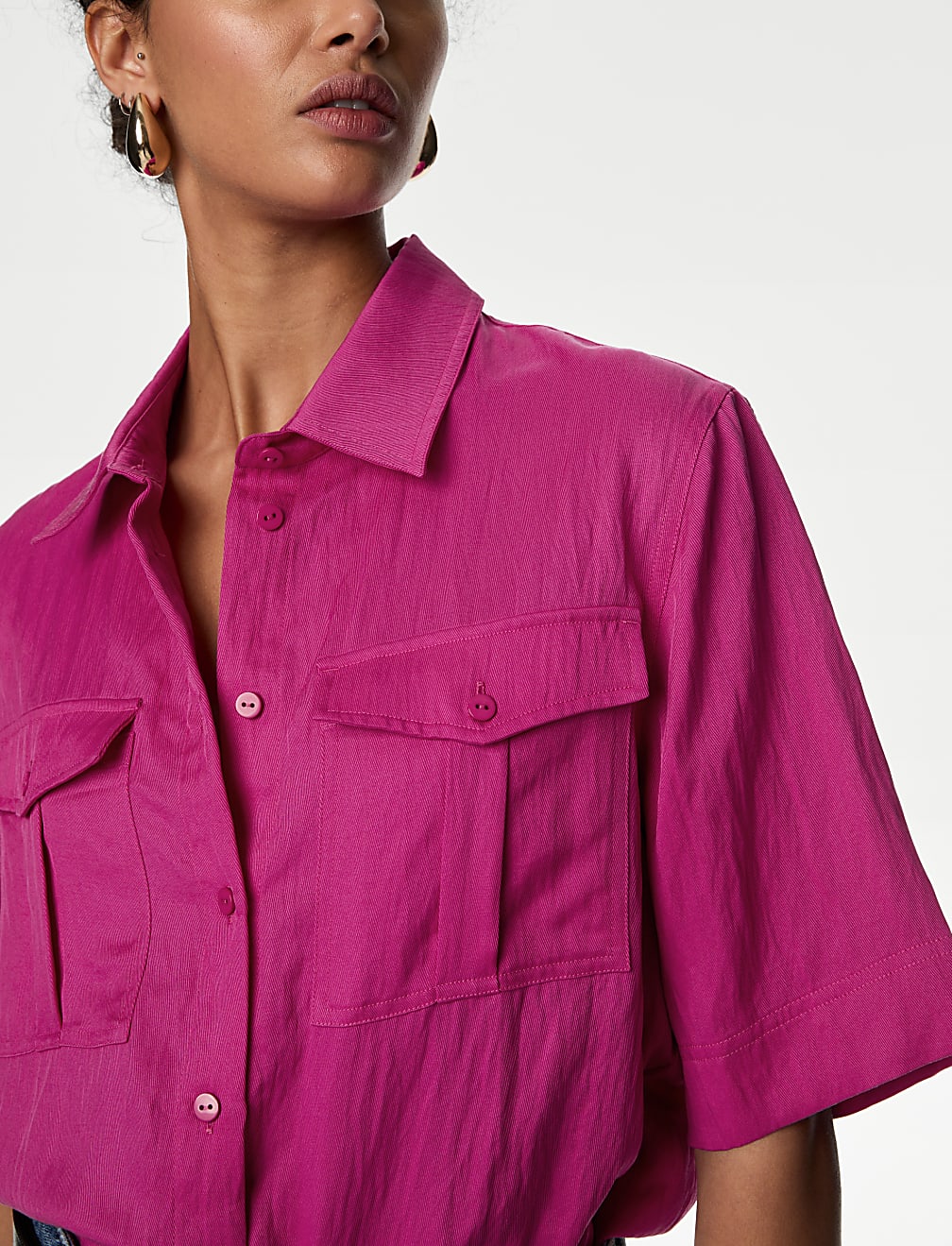 Lyocell Rich Collared Utility Shirt