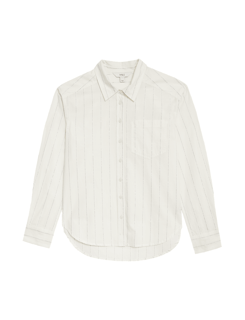 Cotton Rich Sparkly Striped Collared Shirt
