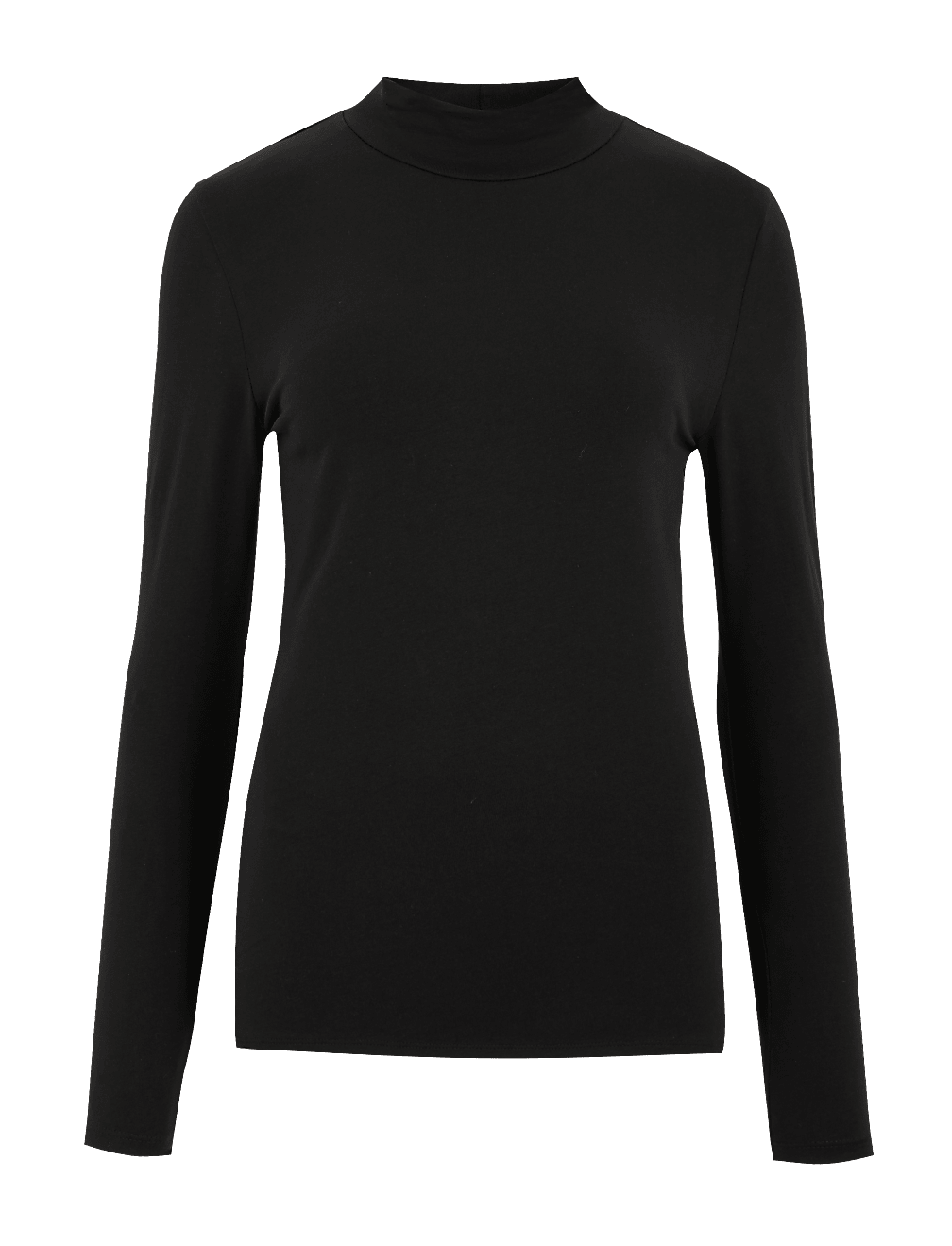 Cotton Rich Funnel Neck Fitted Top