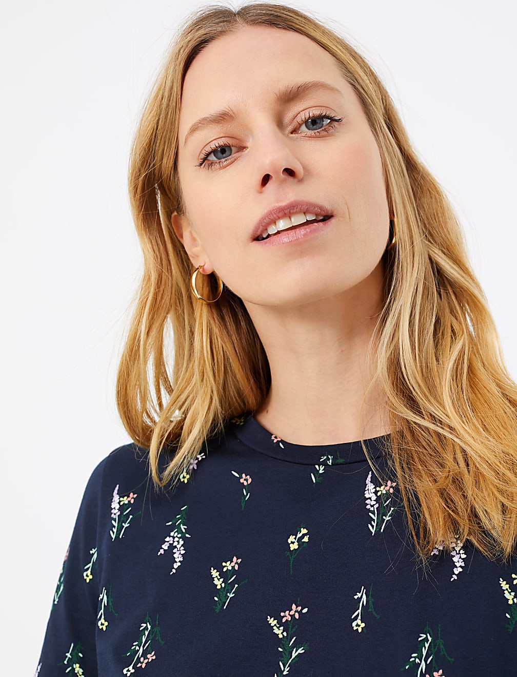 Pure Cotton Floral Straight Fit T-Shirt