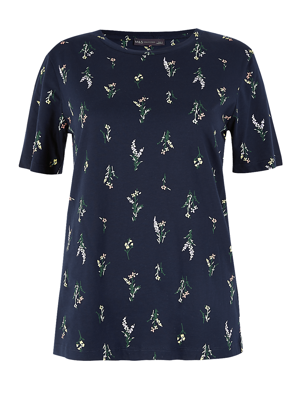 Pure Cotton Floral Straight Fit T-Shirt