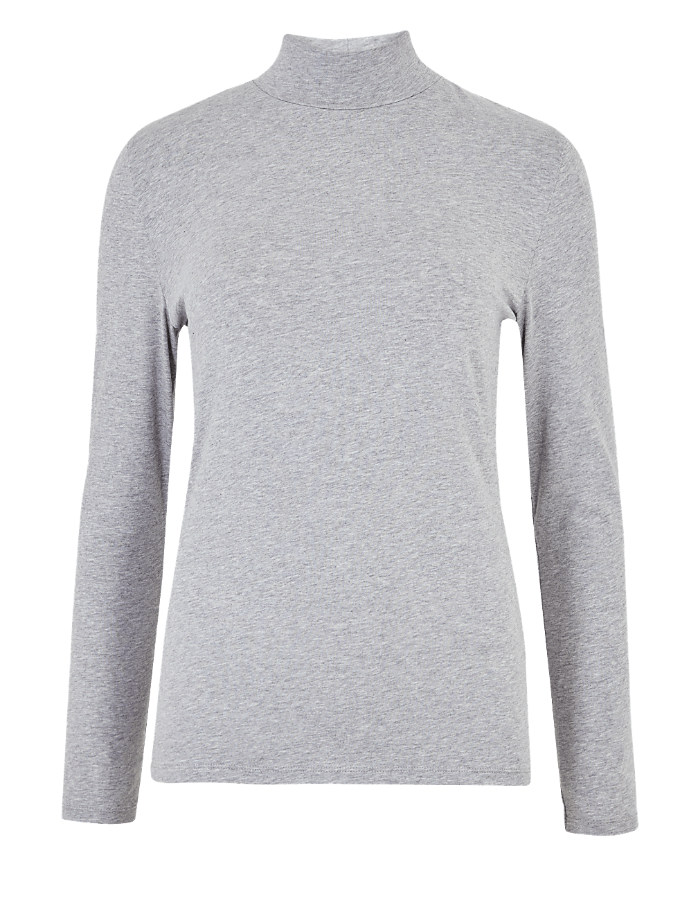 Cotton Funnel Neck Fitted Long Sleeve Top