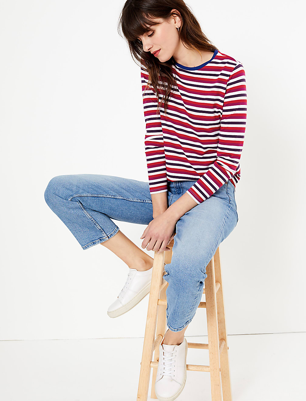 Pure Cotton Striped Straight Fit T-Shirt