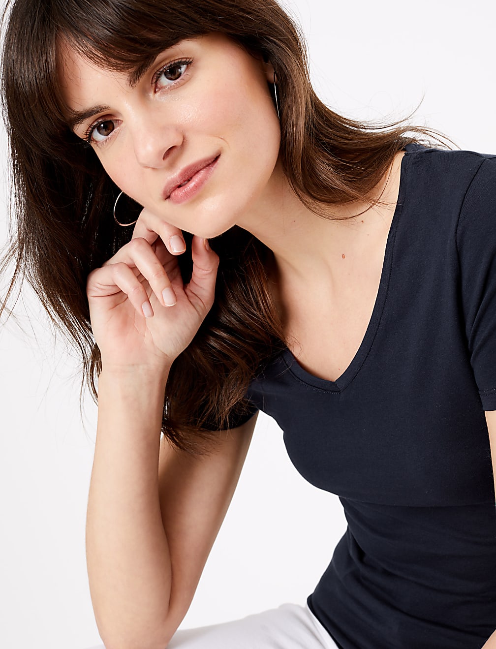 Cotton Rich V-Neck Fitted T-Shirt