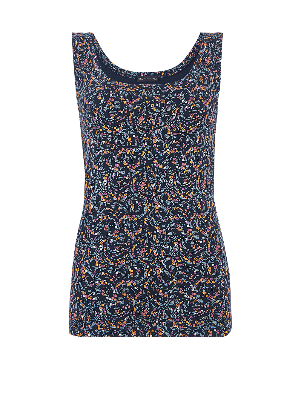 Pure Cotton Floral Scoop Neck Vest