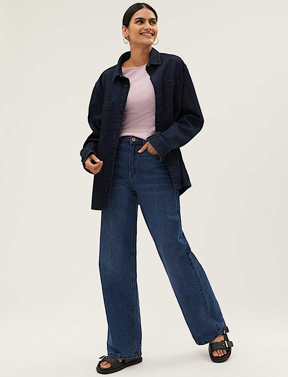 Cotton Rich Slim fit 3/4 Sleeve Top