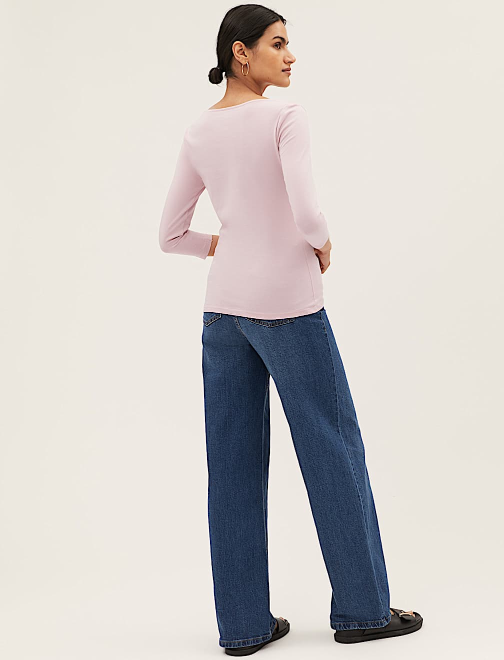 Cotton Rich Slim fit 3/4 Sleeve Top