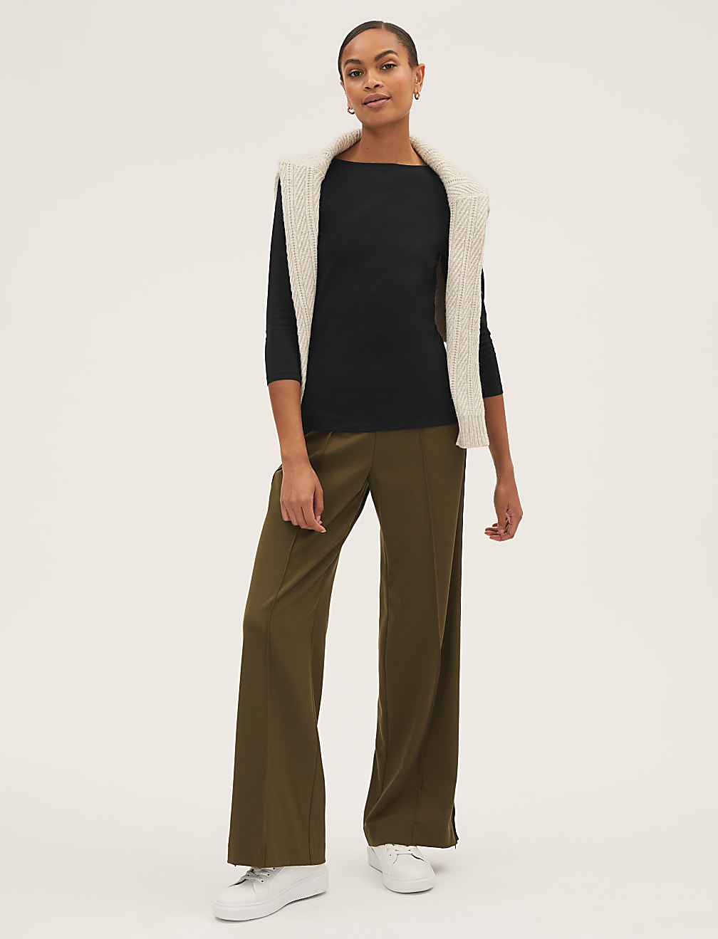Cotton Rich Slim fit 3/4 Sleeve Top