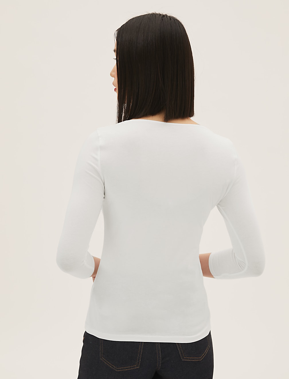 Cotton Rich Slim fit 3/4 Sleeve Top