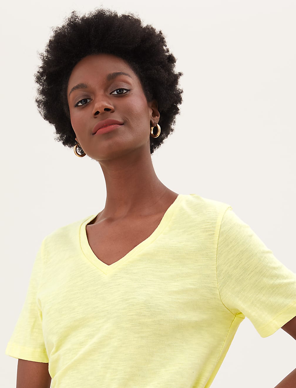 Pure Cotton V-Neck Straight Fit T-Shirt