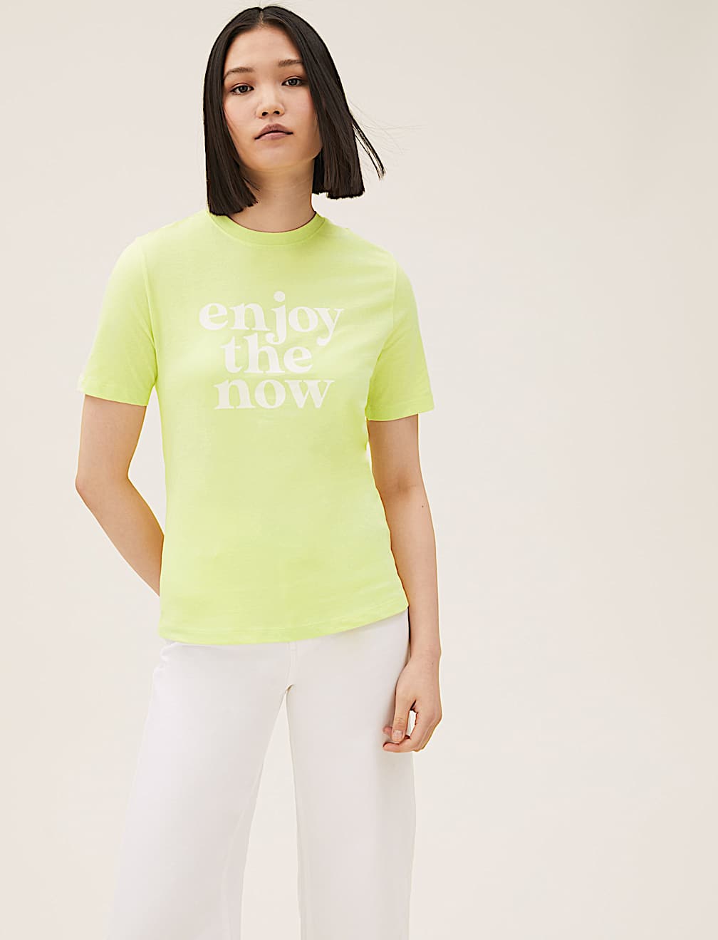 Pure Cotton Slogan Crew Neck T-Shirt