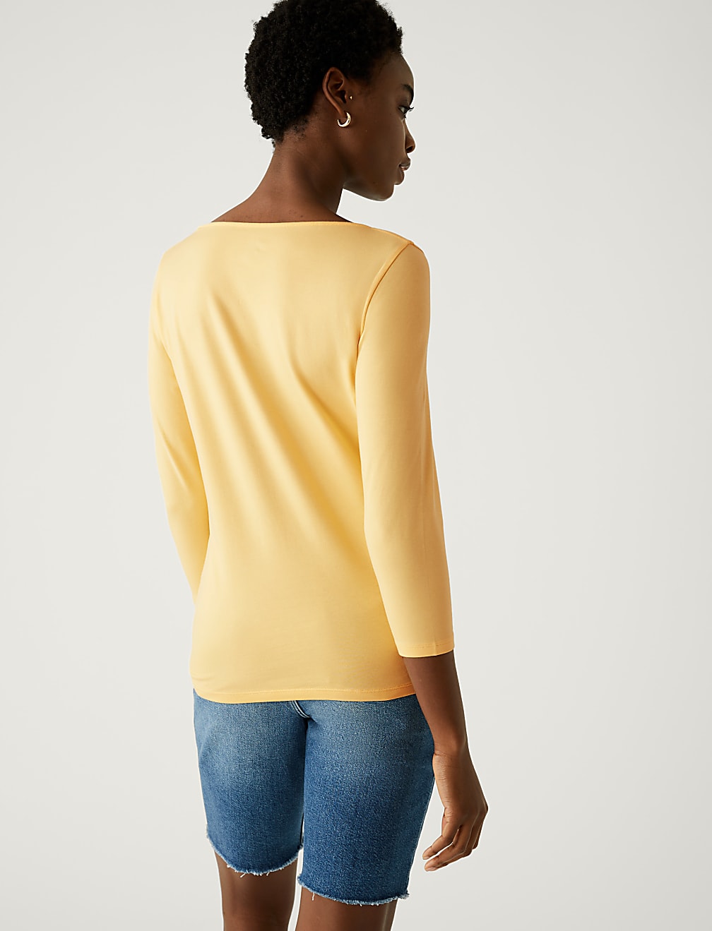 Cotton Rich Slim Fit 3/4 Sleeve T-Shirt