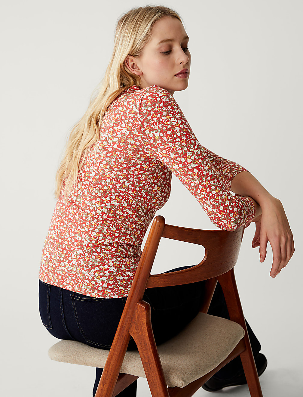 Cotton Rich Printed Slim Fit Top