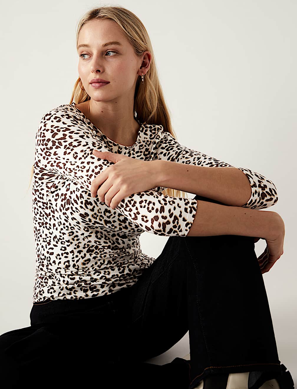 Cotton Rich Printed Slim Fit Top