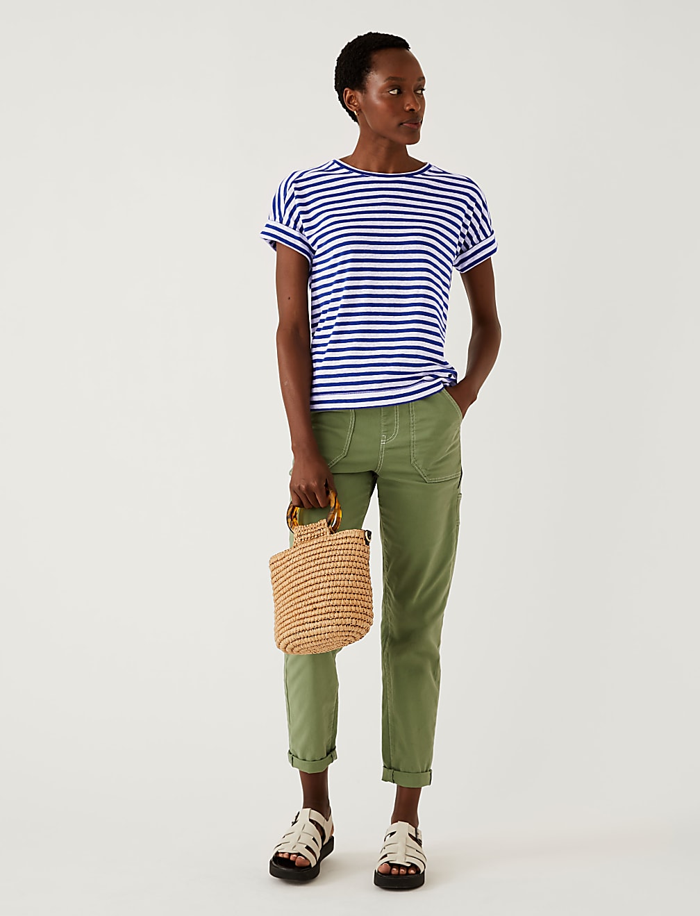 Linen Rich Striped T-Shirt