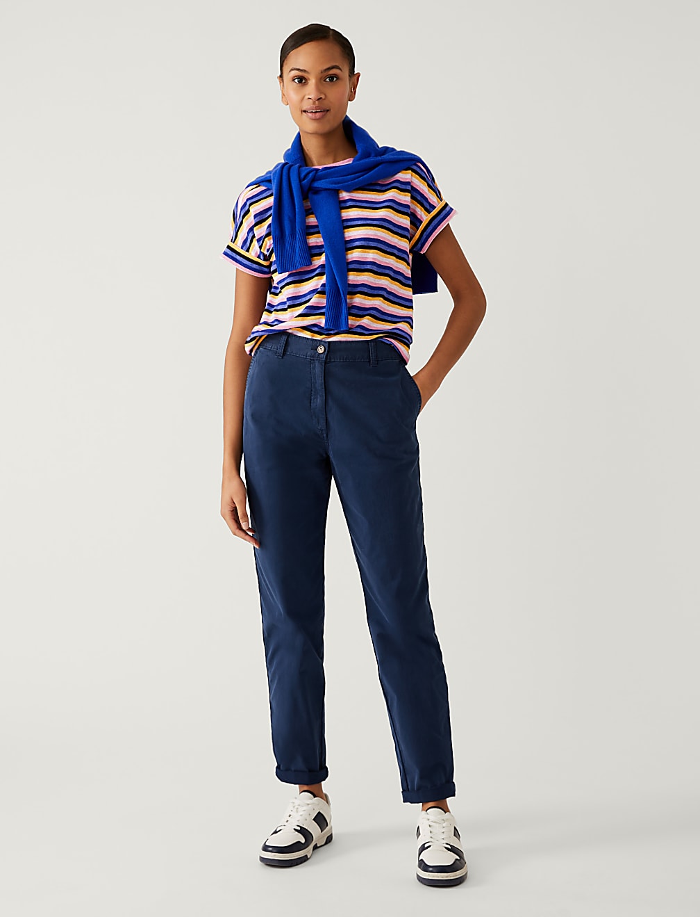 Linen Rich Striped T-Shirt