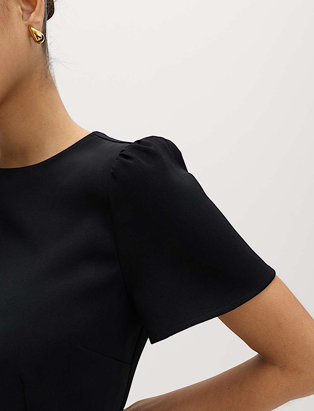 Puff Sleeve Belted Mini Skater Dress