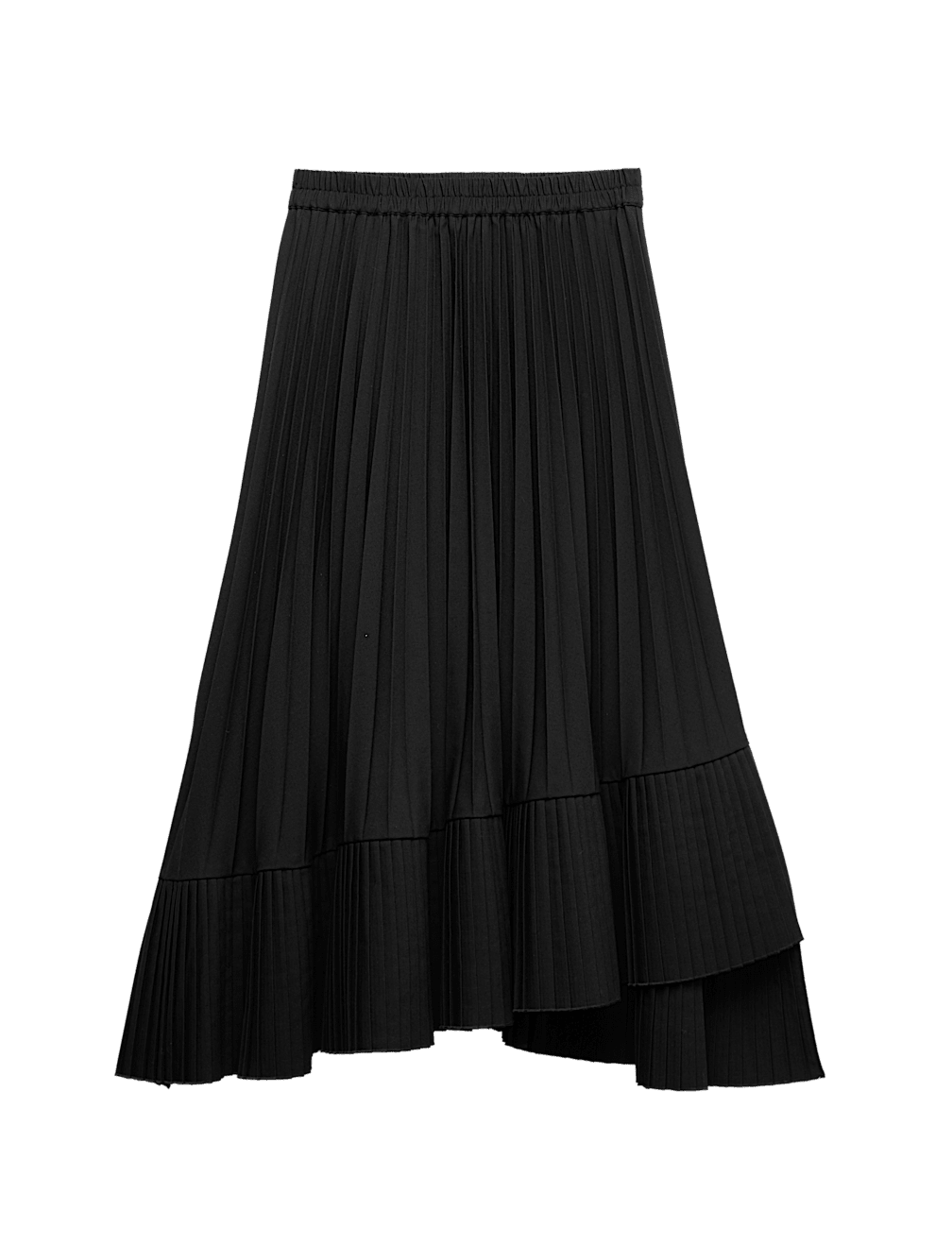 Pleated Midi Asymmetric Skirt