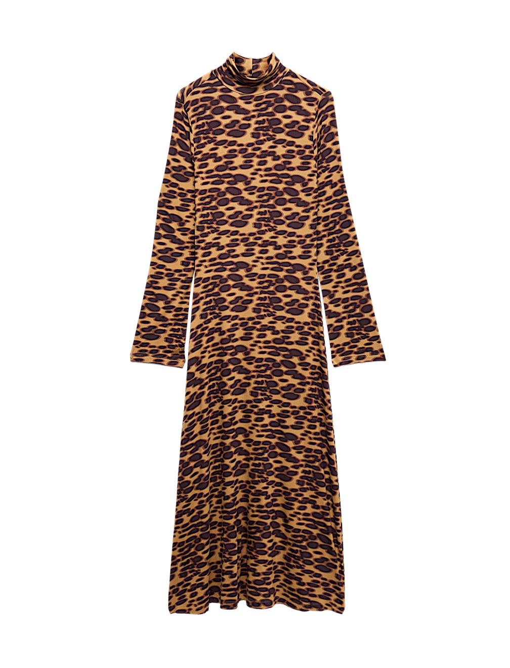Jersey Animal Print High Neck Midaxi Dress