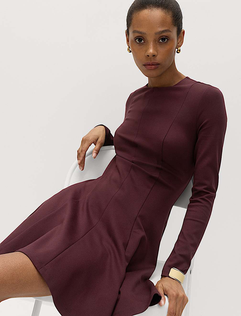 Jersey Crew Neck Mini Skater Dress