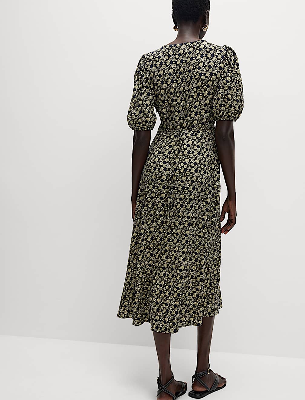 Floral V-Neck Midi Tea Dress