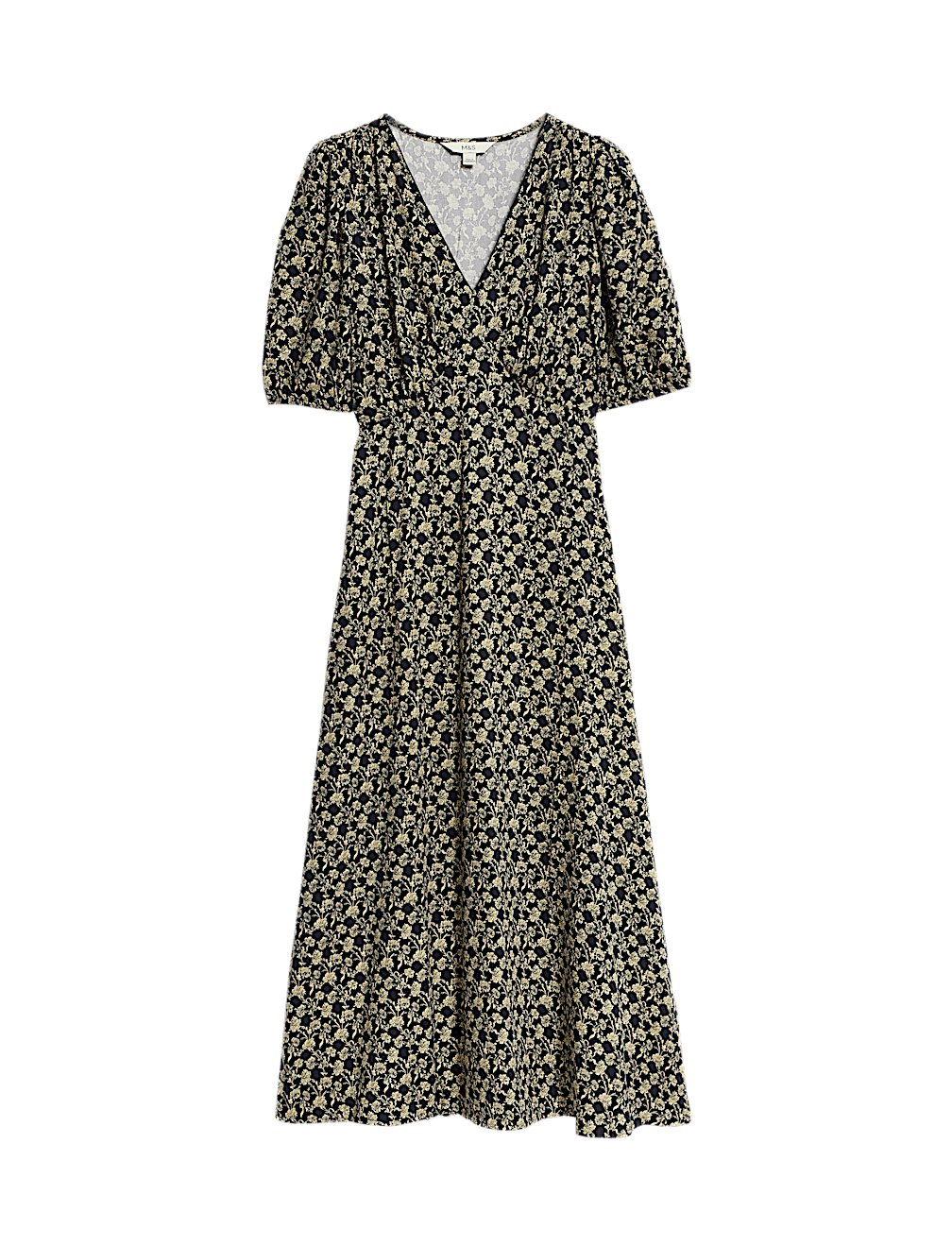 Floral V-Neck Midi Tea Dress