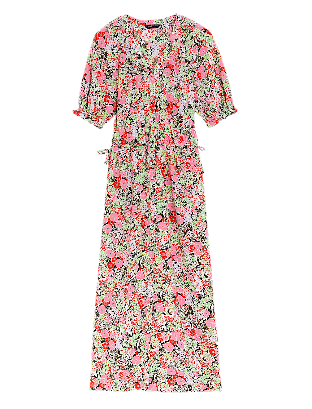 Floral V-Neck Midi Waisted Dress