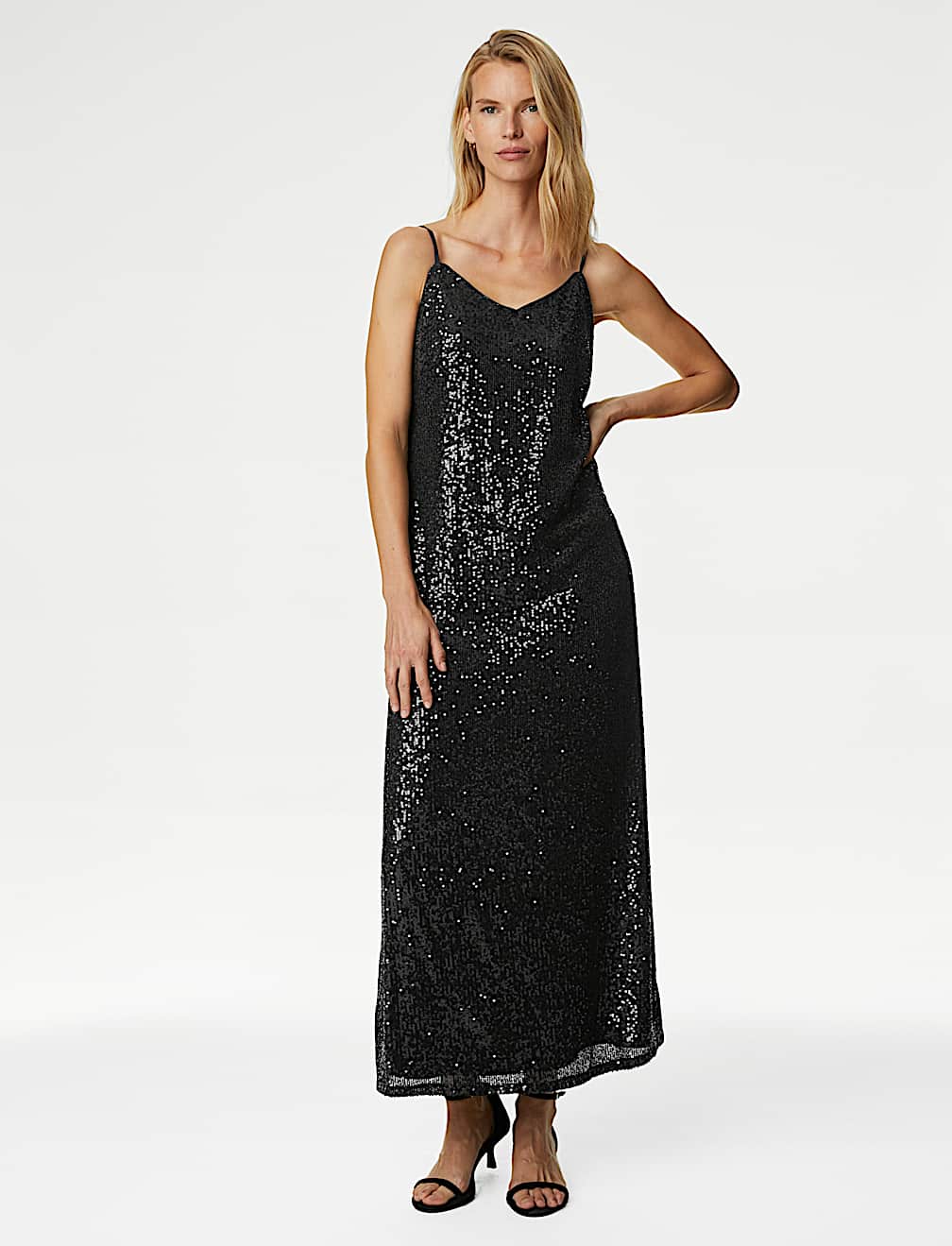 Sequin V-Neck Midaxi Cami Dress