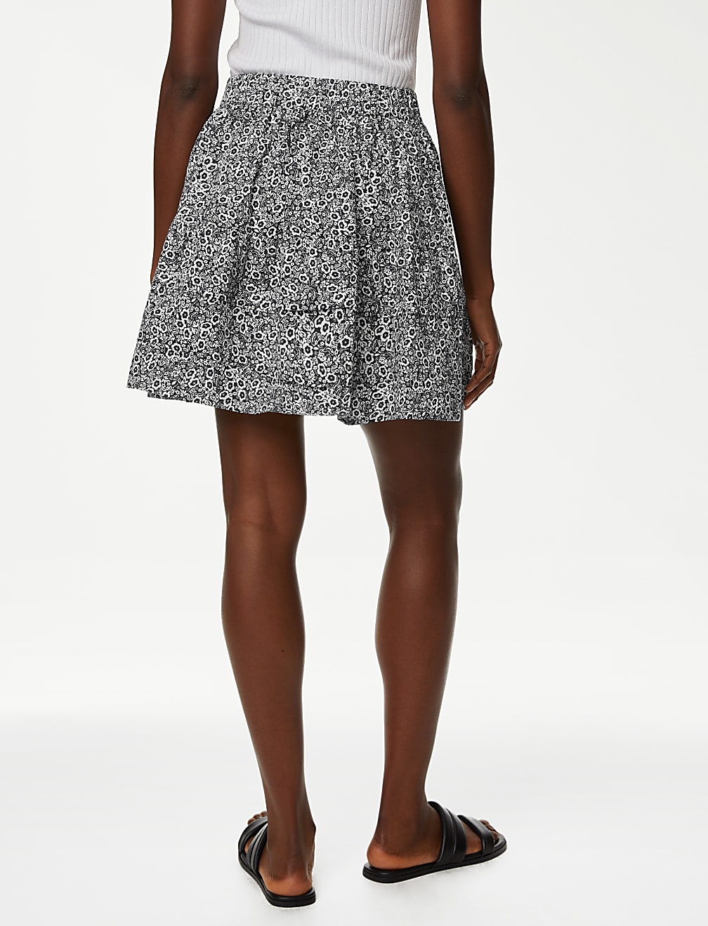 Pure Cotton Floral Mini Tiered Skirt