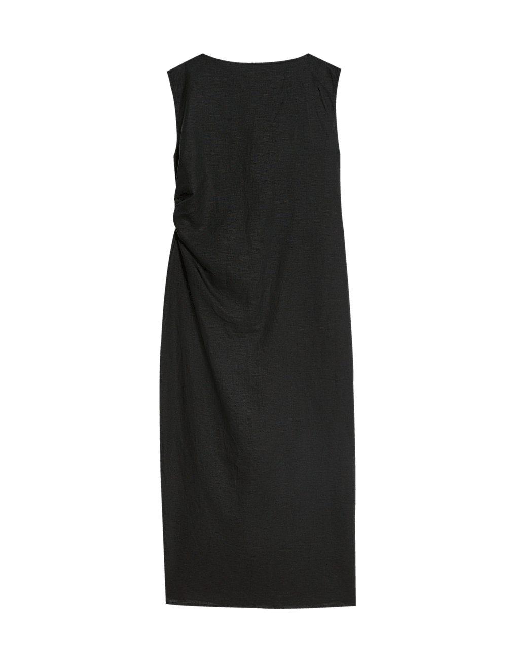 Linen Rich Ruched Midaxi Bodycon Dress