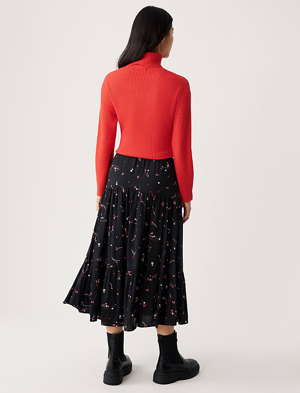 Printed Midaxi Tiered Skirt